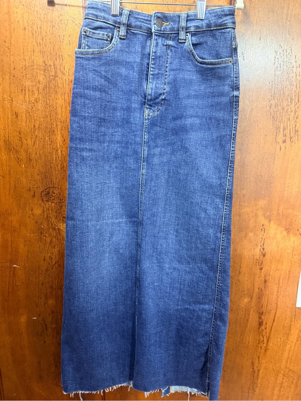 Zara Dark Blue A-Line Denim Maxi Skirt